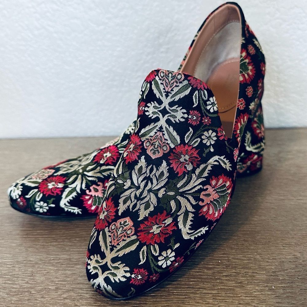 Lewit Gabriella Tapestry Jacquard Slip-On Leather Sole Italian Shoes